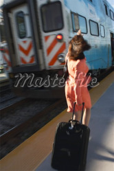 woman running for a train